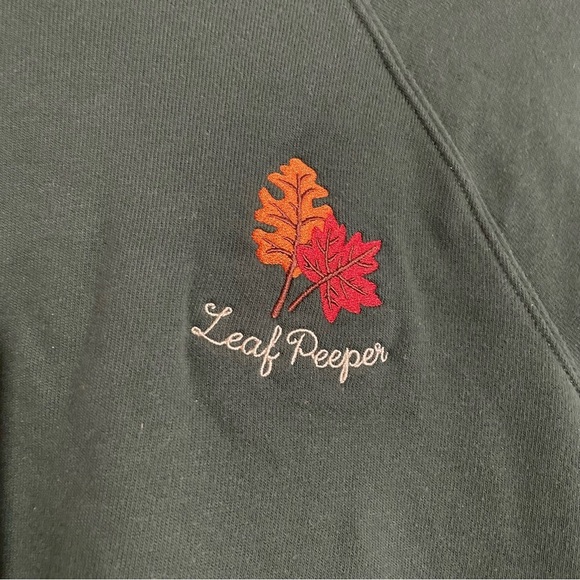 Kiel James Patrick leaf peeper embroidered forest green sweatshirt for fall - Picture 2 of 7